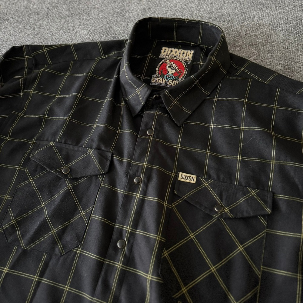 Dixxon Flannel Company Shirt Men 4X Black Gold Stay Gold Windowpane Check D-Tech